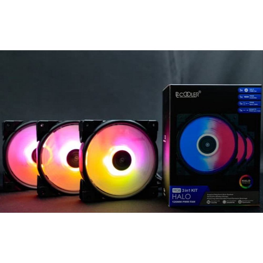 FAN CASE PC Cooler HALO 3in1 ARGB KIT with controller [บอร์ดไม่มีARGB