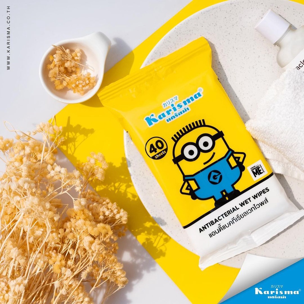 Karisma Minions Antibacterial Wet Wipes 40 Sheets. ( สินค้าหมดอายุ
