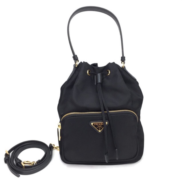 Prada Duet fabric shoulder bag / prada bucket bag Shopee Thailand