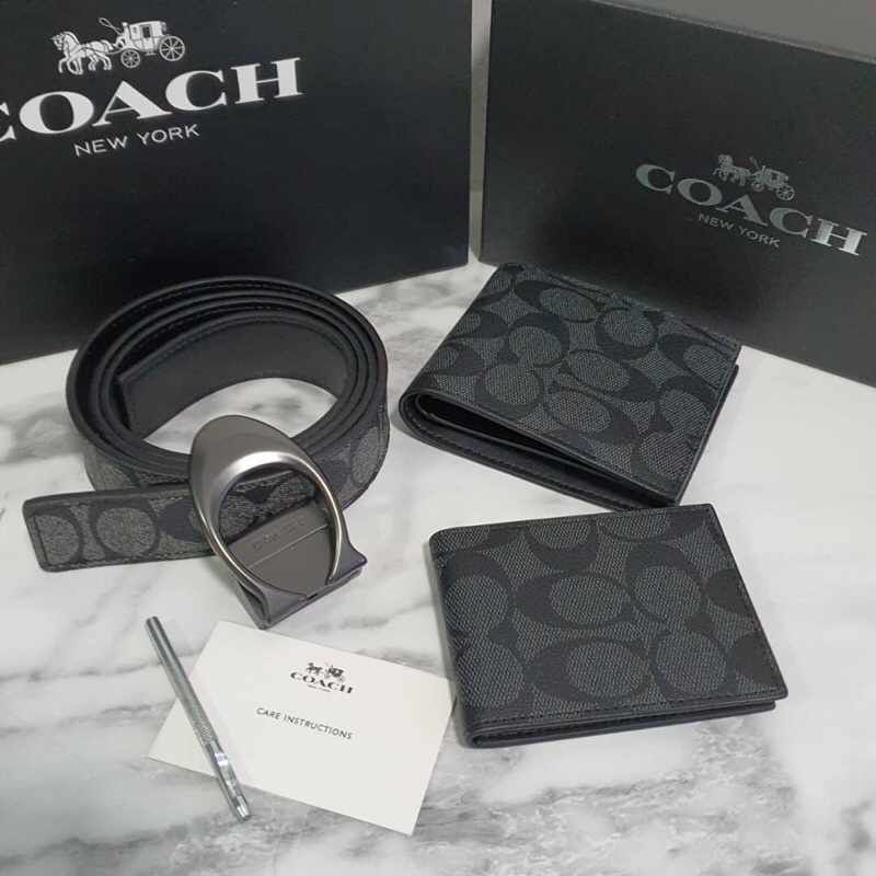 พร้อมส่งเซ็ตสุดคุ้ม! เซ็ตกระเป๋าสตางค์+เข็มขัด แบรนด์ดังอย่าง COACH (FACTORY OUTLET) Shopee