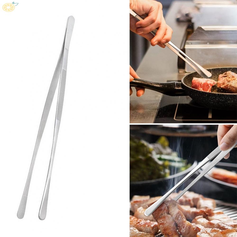 1 Pcs Kitchen Stainless Steel Tweezers Tong Long Cooking Tweezer Tongs