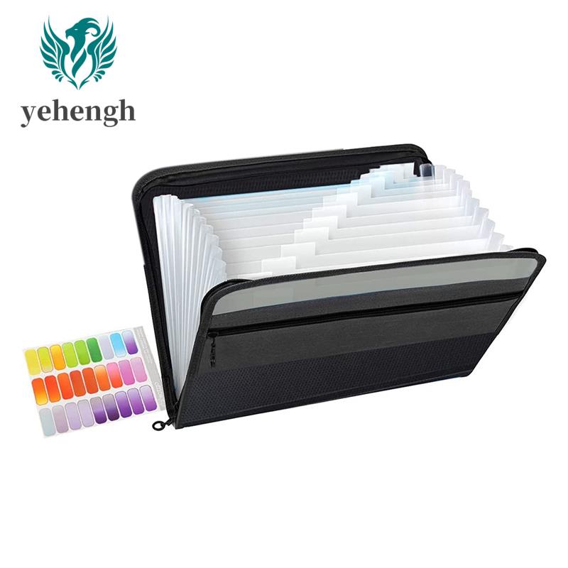 13 Pockets Expanding File Folder A4 Plastic Document Wallet(Black