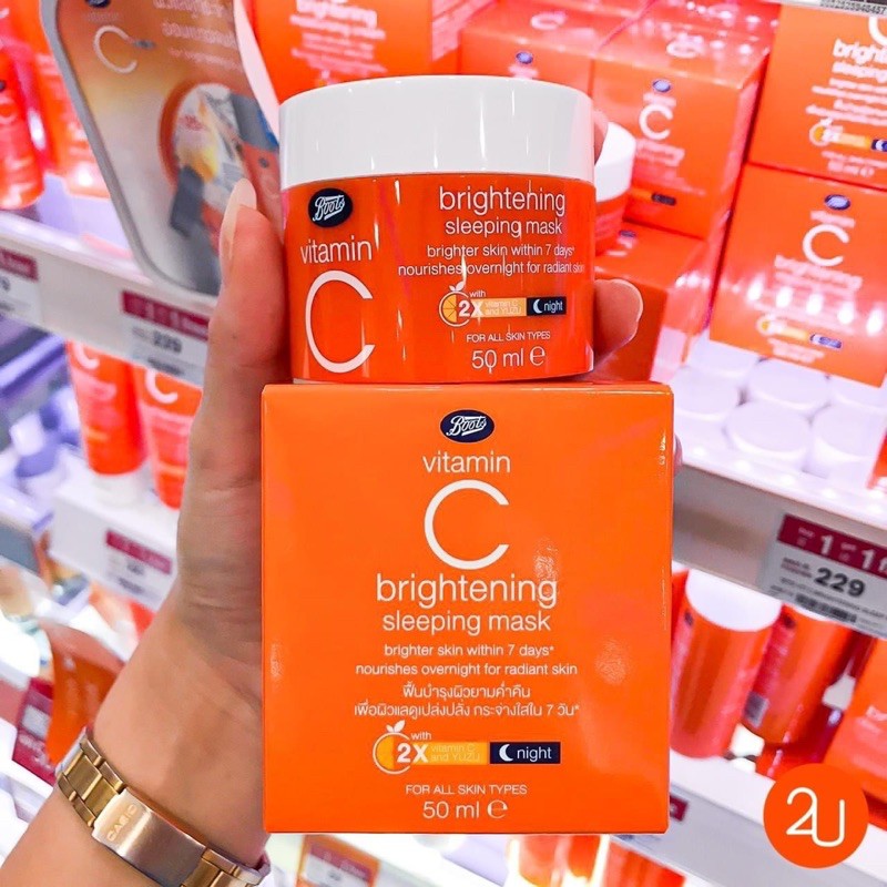 ครีมกลางคืน สลีปปิ้งมาส์ค วิตามินซี Boots Vitamin C Brightening
