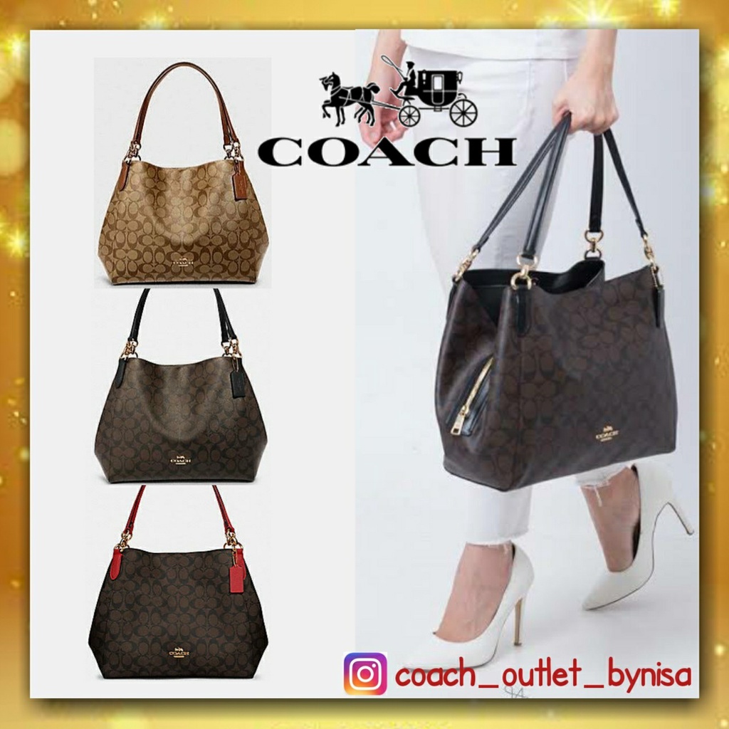 Coach HALLIE SHOULDER BAG IN SIGNATURE CANVAS Shopee Thailand