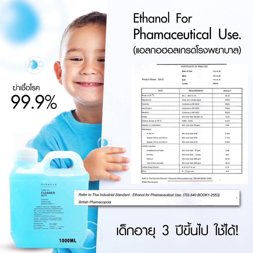 เจลล้างมือแอลกอฮอล์เด็ก Food Grade ฟู๊ดเกรด 73 Shopee Thailand
