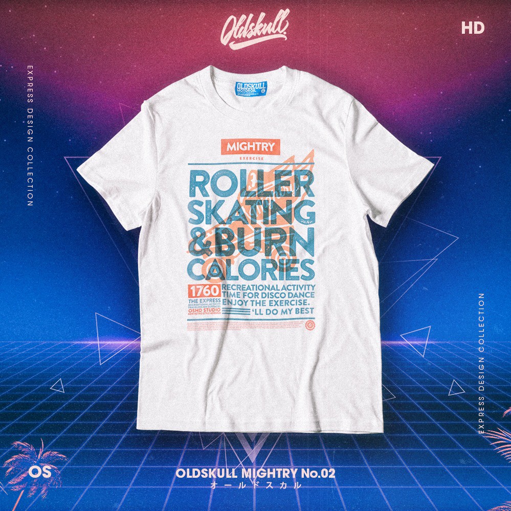 เสื้อยืดผู้ชาย OldSkull Express Roller Skating & Burn Calories S5XL