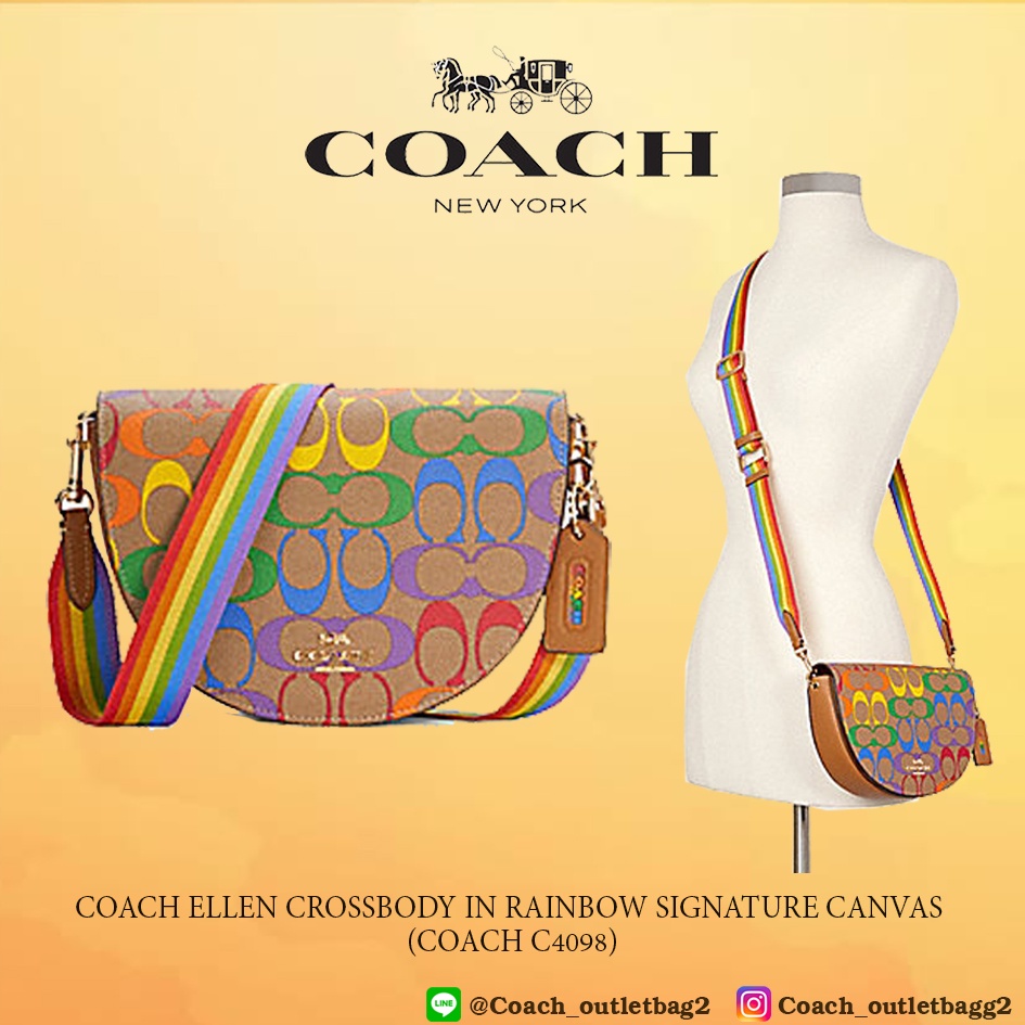 COACH ELLEN CROSSBODY IN RAINBOW SIGNATURE CANVAS (COACH C4098) Shopee Thailand