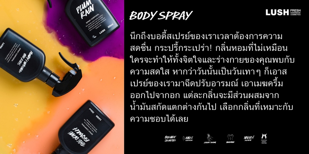 LUSH DIRTY BODY SPRAY 200ml สเปรย์น้ําหอม สเปรย์ฉีดร่างกาย สเปรย์อเนก