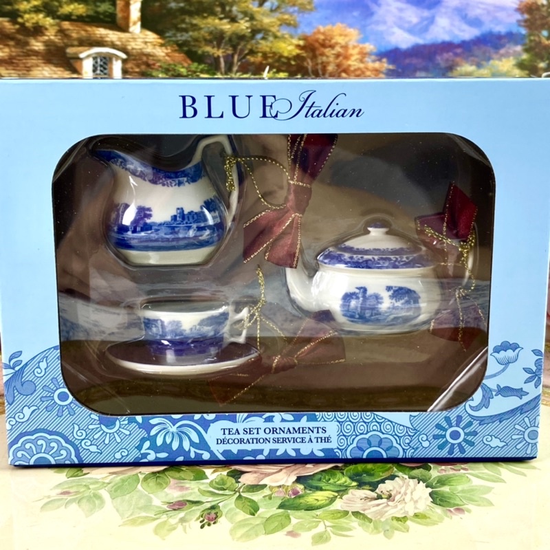 Spode Blue Italian Tea Set Ornament ชุดชา ประดับต้นคริสต์มาส Shopee