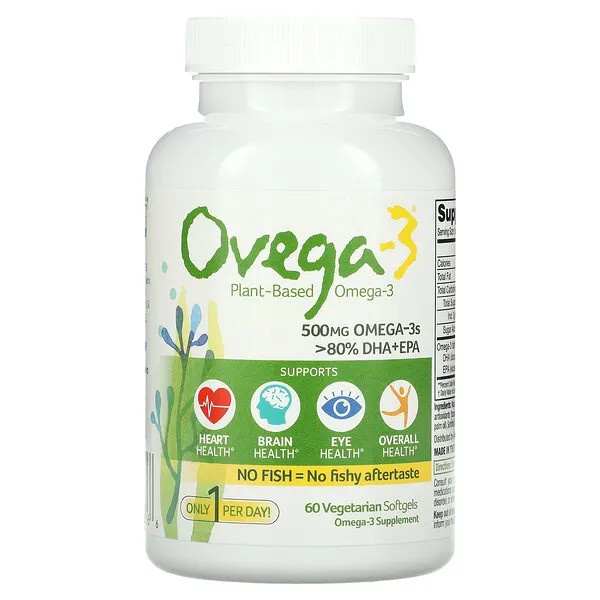 Ovega3,Vegan Omega3, DHA + EPA,500 mg,60,120Vegetarian Capsules