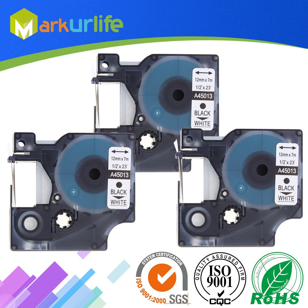 3 PCS 12mm replacement label SelfAdhesive D1 Tape A45013(S072053) for