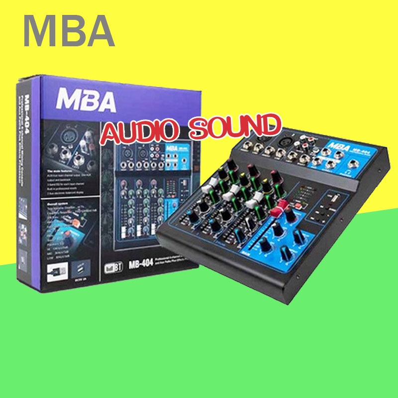 Mixer ผสมสัญญาณเสียง มิกเซอร์ 4 ช่อง MBA รุ่น MB404 มี USB/Bluetooth