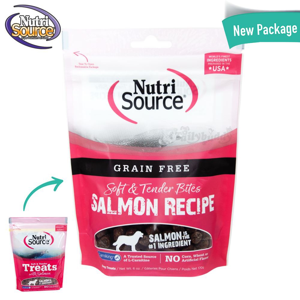 Nutri Source Salmon Bites Grain Free ขนมสุนัข สูตรปลาแซลมอน ไม่มีธัญพืช