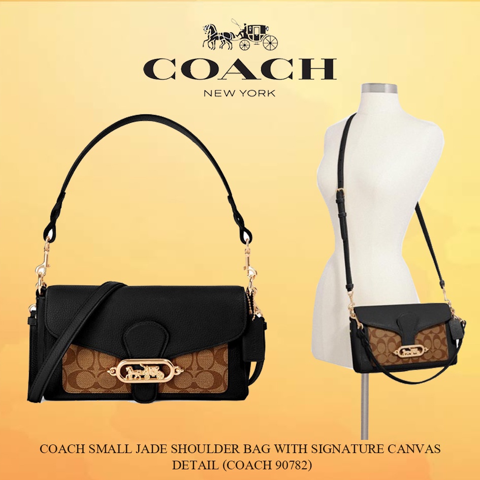 Coach SMALL JADE SHOULDER BAG WITH SIGNATURE CANVAS DETAIL (COACH 90782
