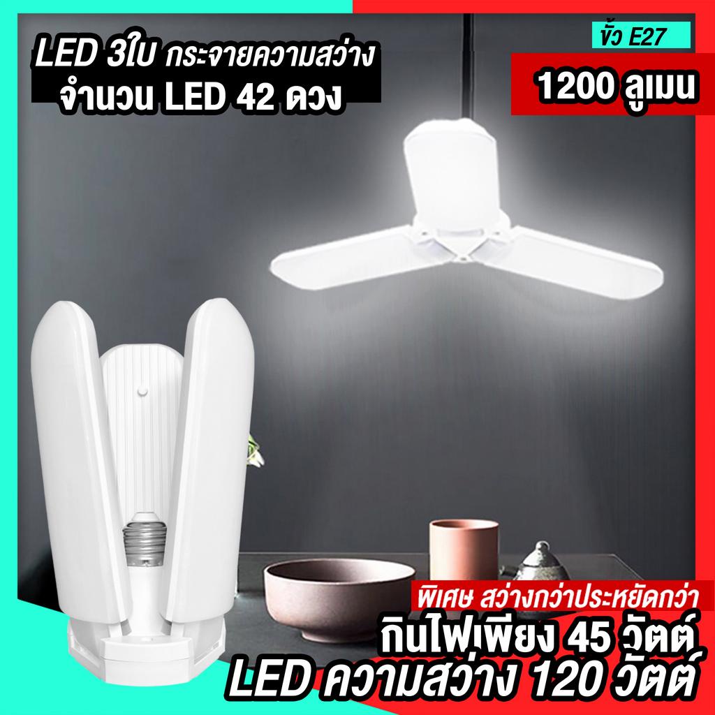 หลอดไฟ LED รุ่น ทรงใบพัด พับได้ Fan Blade LED Bulb ขั้วเกลียว E27 กินไฟ