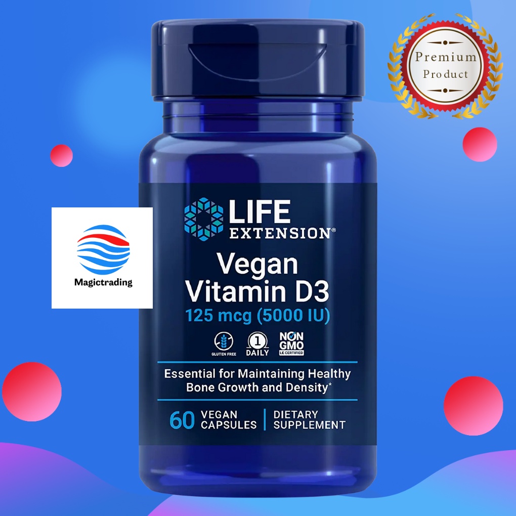 Life Extension Vegan Vitamin D3 125 mcg (5000 IU) / 60 Vegan Capsules