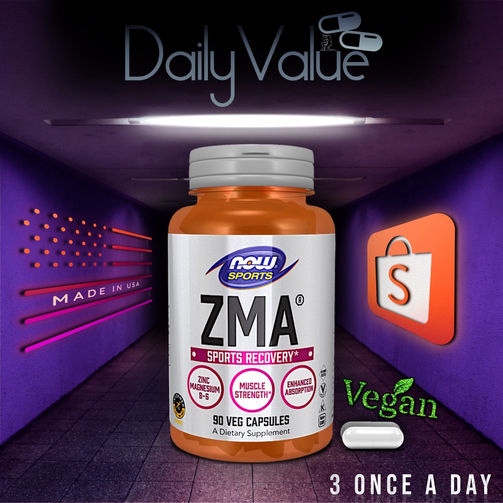 ซีเอ็มเอ / ZMA / ZincMagnesiumVitamin B6 90 Capsules by NOW FOODS