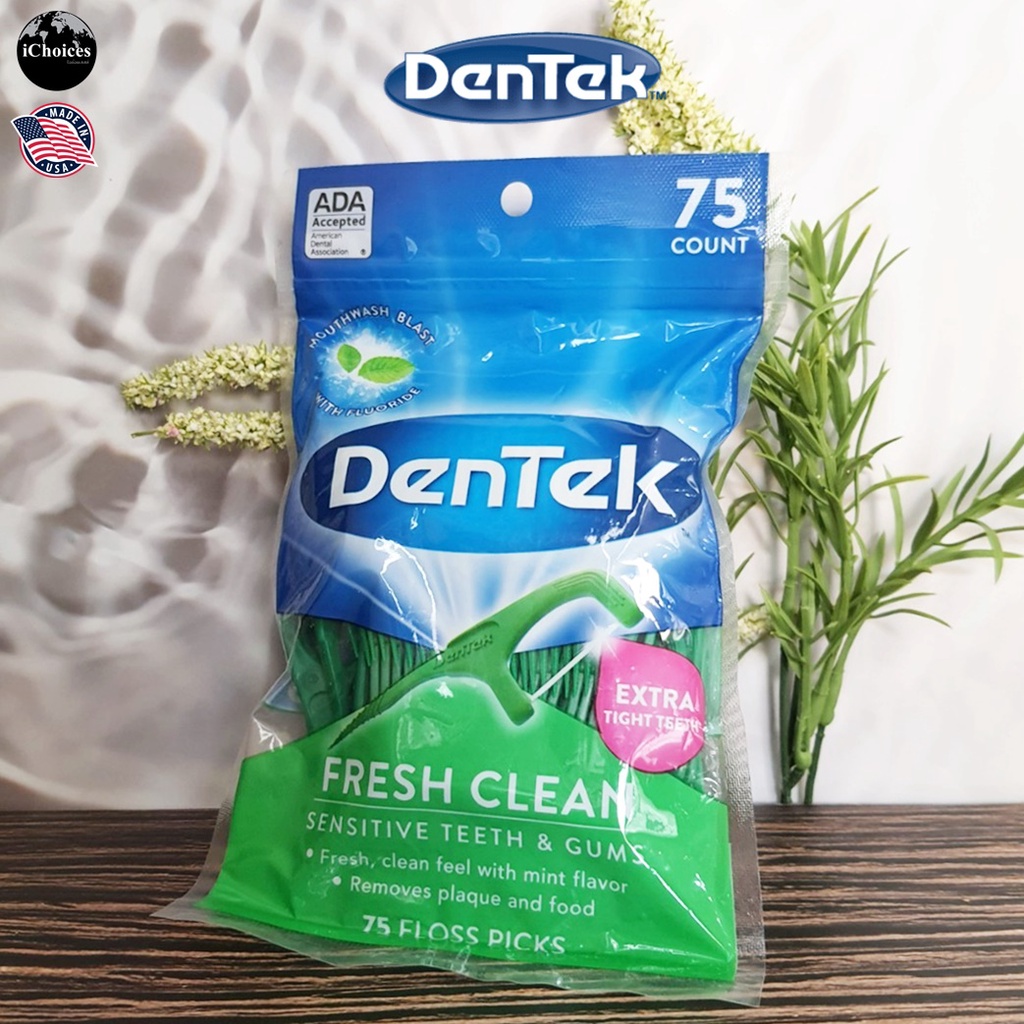 [DenTek] Fresh Clean Floss Picks Sensitive Teeth & Gums Mouthwash Blast