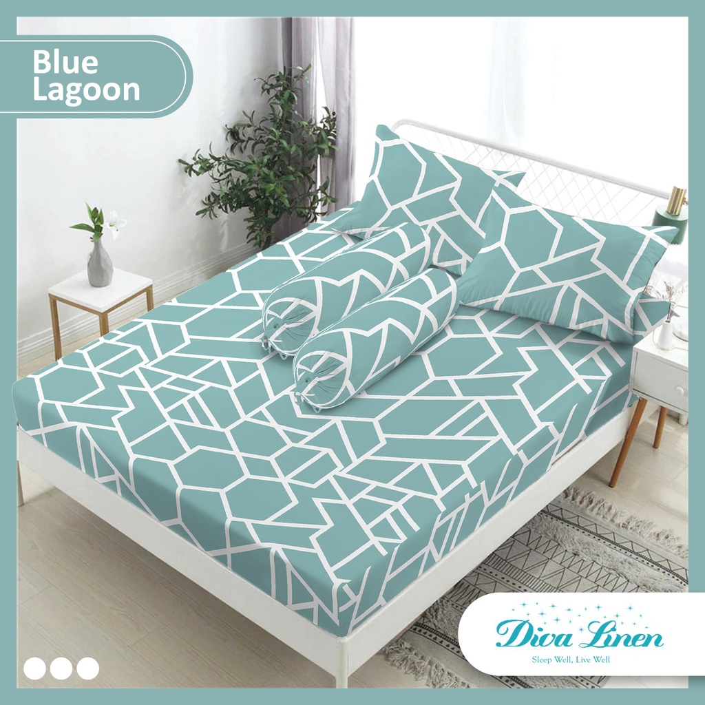 ชุดผ้าปูที่นอน Diva Linen Microtex สูง 30 ซม. Blue Lagoon Shopee