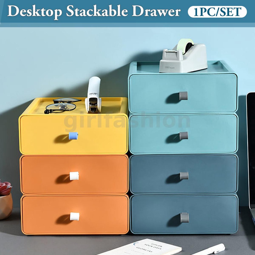 Drawer Desktop Stackable Storage Box Home Office Organiser