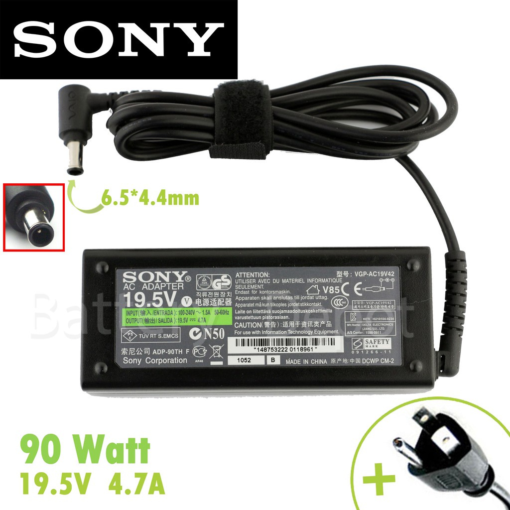 as Sony AC Adapter ของแท้ 19.5V/4.7A 90W หัวขนาด 6.5*4.4mm สายชาร์จ Sony VPCCA15FH VGPAC19V35