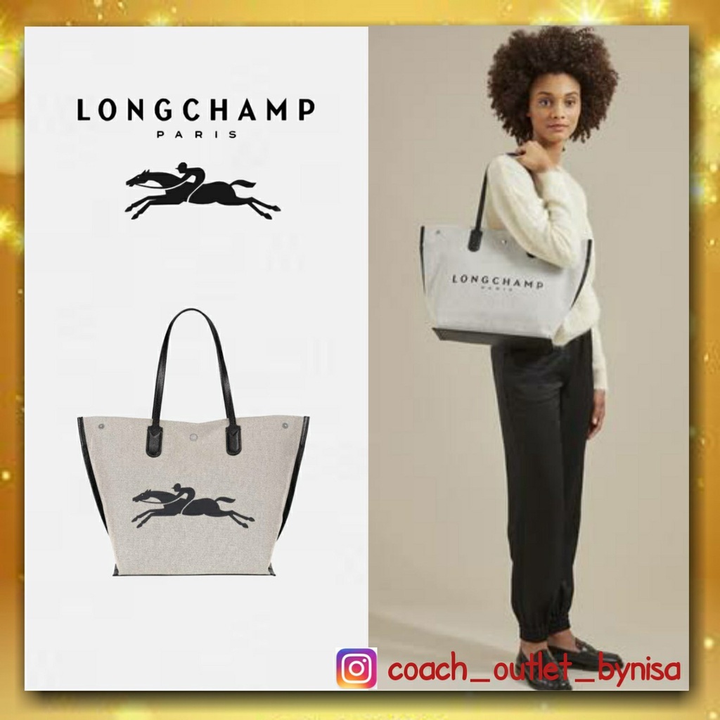 LONGCHAMP ESSENTIAL TOILE SHOULDER BAG LECRU Shopee Thailand