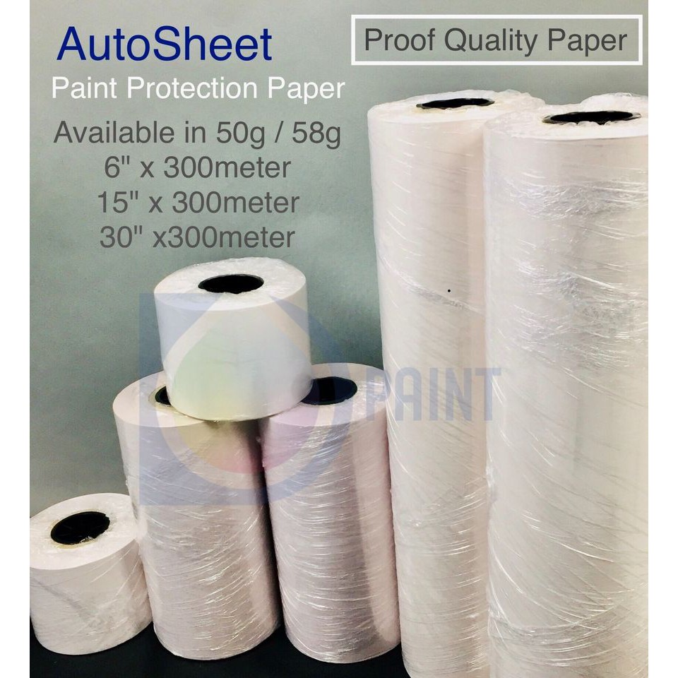 กระดาษปิดป้องกันละอองสี 50g. ขนาด 6" x 300 m. Paint Protection Paper
