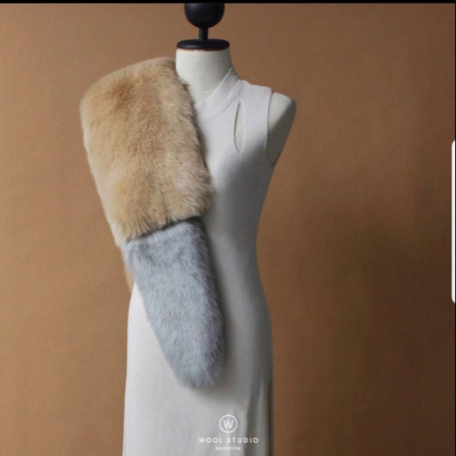 Wool BKK Premium faux Fur tail scarf สี limited เฟอร์ใหญ่นิ่ม คุณภาพดี