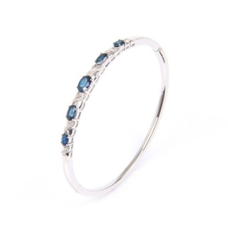 Esco Jewelry กำไลเงิน 925 กำไลพลอยไพลินแท้ ( natural sapphire