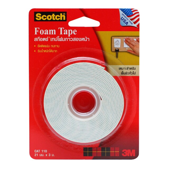 Scotch 3M เทปโฟมกาว 2 หน้า (ขนาด 21mm × 3m) Shopee Thailand