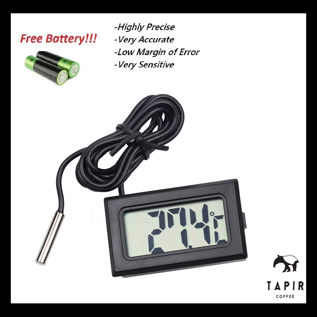 LCD Digital Thermometer Hygrometer Probe Thermometer Thermograph Coffee
