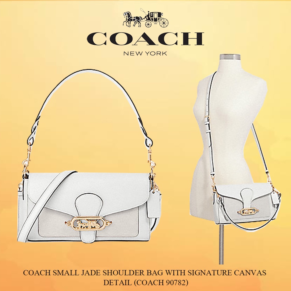Coach SMALL JADE SHOULDER BAG WITH SIGNATURE CANVAS DETAIL (COACH 90782) Shopee Thailand