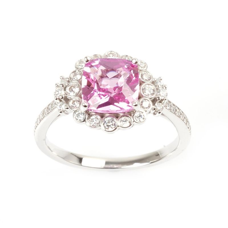 Esco Jewelry แหวนเงินแหวนพลอยพิ้งค์แซฟไฟร์สังเคราะห์ Shopee Thailand