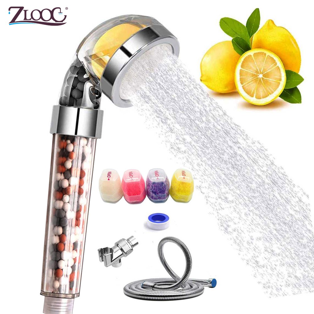 Zloog Bathroom Ionic Mineral Beads Shower Head with Vitamin C Shower