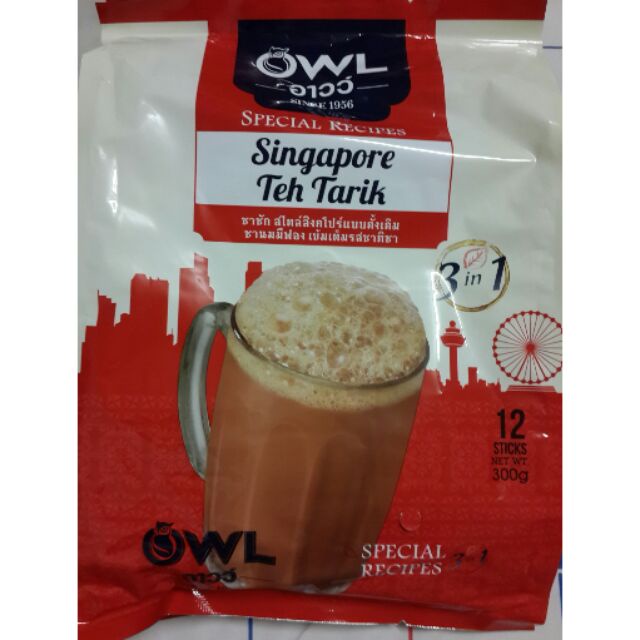 OWL SINGAPORE TEH TARIK PACK 12 SACHETS 300g. อาวว์ สิงคโปร์ เต๊ะ ตาริค