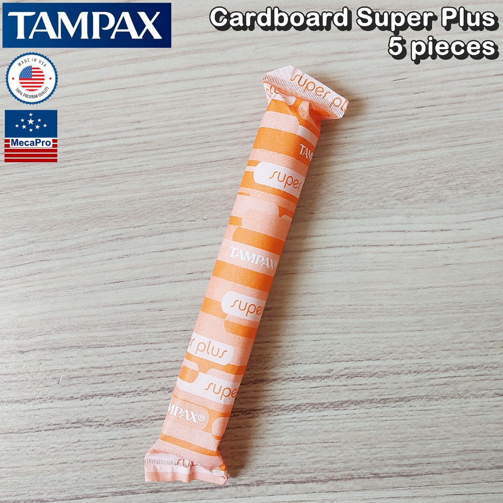 Tampax® Cardboard Super Plus Tampons 5 Count ผ้าอนามัยแบบสอด สำหรับวันมามาก ปราศจากน้ำหอม สีย้อม