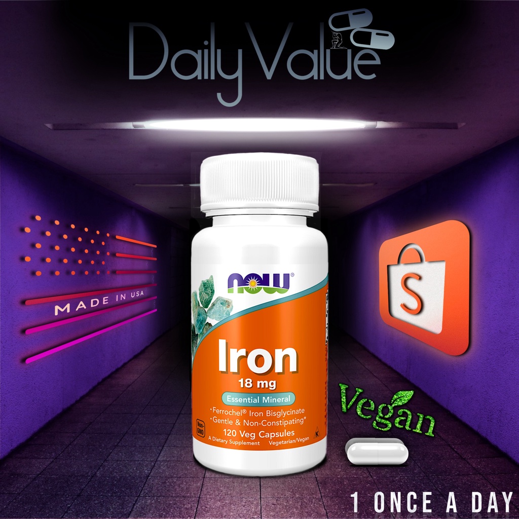 ธาตุเหล็ก / Iron Bisglycinate 18 MG / 36 MG by NOW FOODS Shopee Thailand