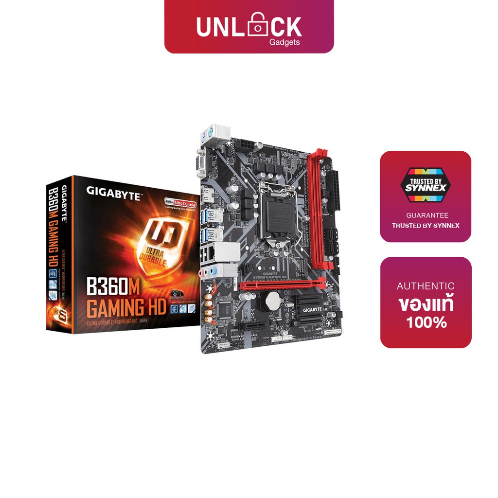 GIGABYTE B360M HD MAINBOARD (เมนบอร์ด) 1151 (GA_B360M_GAMING_HD