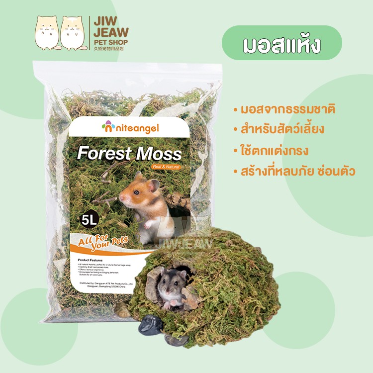 [1 ห่อ] Niteangel Forest Moss มอสแห้ง รองกรง ตกแต่งกรง หนูแฮมเตอร์ ขนาด