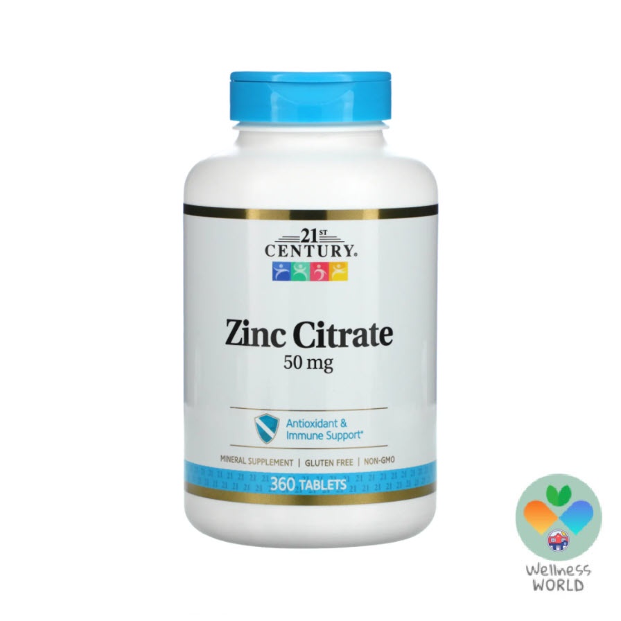 [พร้อมส่ง] 21st Century Zinc Citrate / Zinc Chelate 50 mg , ซิงค์ ลดสิว