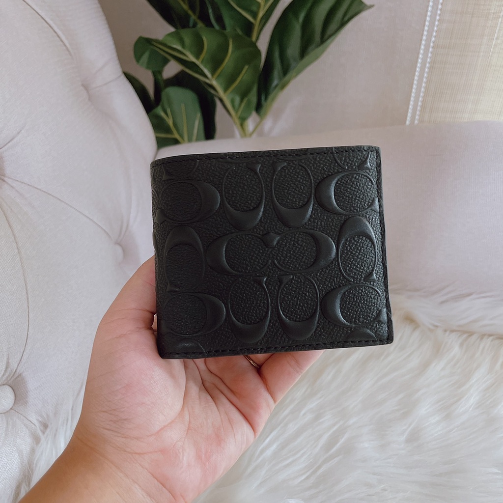 COACH COMPACT ID WALLET IN SIGNATURE CROSSGRAIN LEATHER (COACH F75371