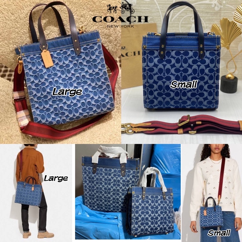 COACH Denim Signature Logo Field Tote Bag Shopee Thailand