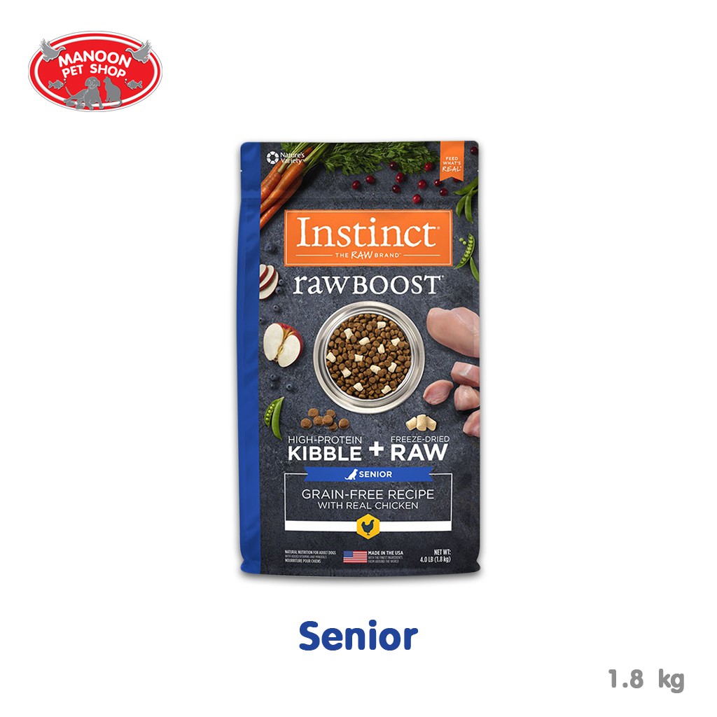 [MANOON] INSTINCT Raw Boost Dog Senior Chicken 4lb (1.8kg) สูตรเนื้อไก่