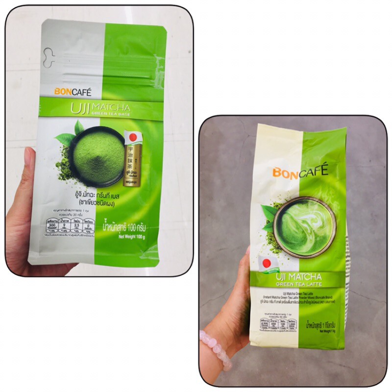 ชาเขียวอูจิมัทฉะ เบส ลาเต้ Uji Matcha Green tea base latte Boncafe ชา