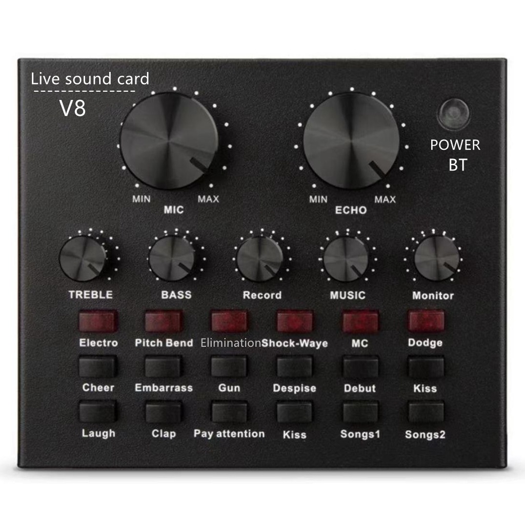 V8 Audio Live Sound Card ไมโครโฟนไร้สาย ไมค์คาราโอเกะ แบบพกพา พร้อม