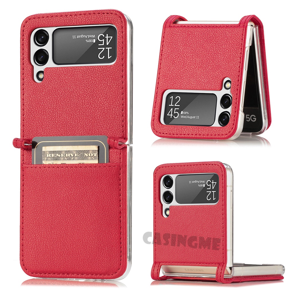 เคสโทรศัพท์กันกระแทก Leather Card Slot Phone Case For Samsung Z Flip 3