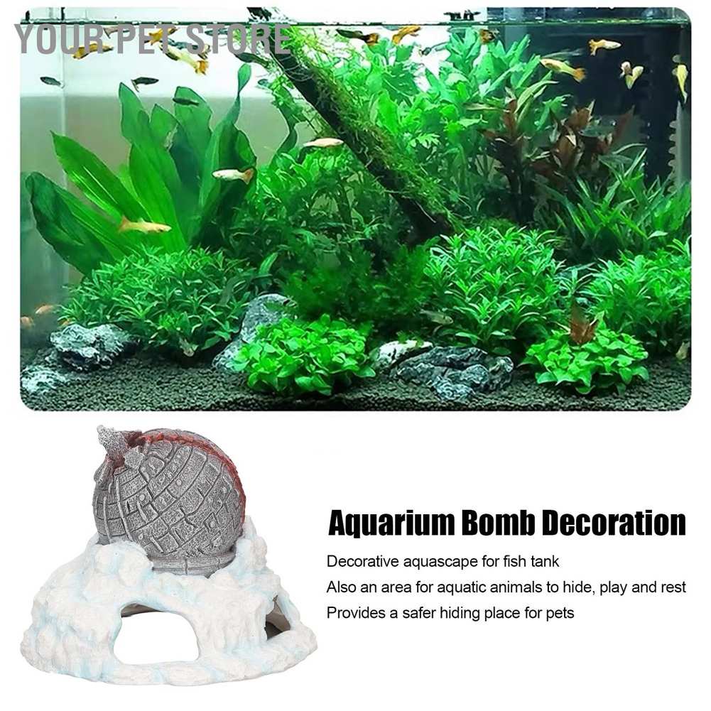 Your Pet Store Fish Tank Ornament Bomb Shape Landscaping Lifelike