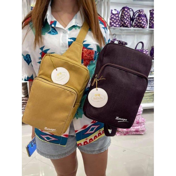 naraya crossbody sling bag กระเป๋าคาด ของแท้แน่นอน ผ้าเดนิม Shopee
