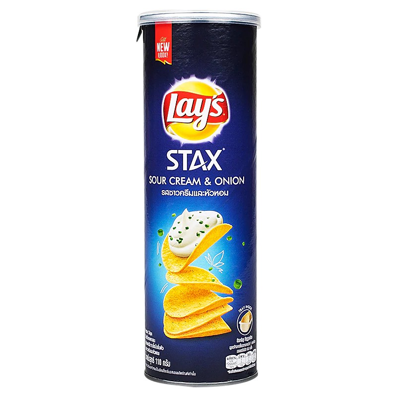 เลย์สแตคส์รสซาวครีมและหัวหอม 100กรัม Lay's Stax Sour Cream and Onion
