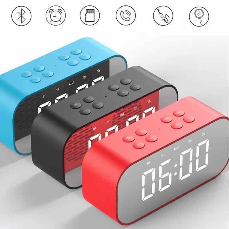 ลำโพง Bluetooth LED Alarm Clock Bluetooth Wireless Speaker Mini Mirror